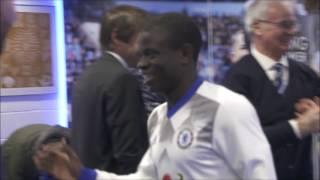 Ranieri welcomes N'Golo Kante back with a headlock.