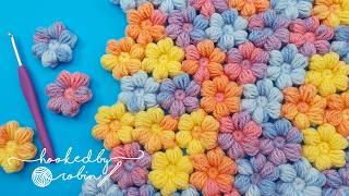 Crochet Puff Flowers & How to Join As You Go - NO SEWING! 