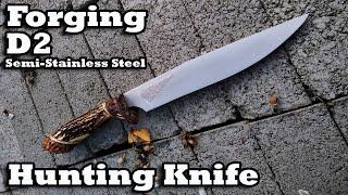 ️️ (D2 Knife Part 1 ) Forging Hunting Knife | Antler Handle | Cara Buat Pisau untuk Masuk Hutan