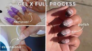 How I do my Gel X Nails at Home from START to FINISH: Removal, Extensions and Polish!!