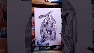 Desenhando réptil voador maravilhoso Pteranodon!!#arte #desenhorealista #dinosaur