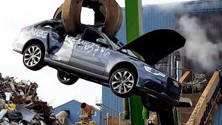 Incredible Dangerous Strongest Excavators Crushed & Scrapped Modern Luxury Audi A6 Cars In Factory