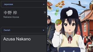 Azusa Nakano from K On! in different languages