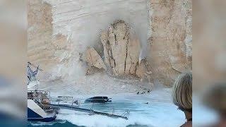 Massive Cliff Collapse on Navagio beach, Zakynthos - Greece