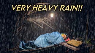 Very Heavy Rain Camping‼️Solo Camping in Floating Tent in Rainstorm