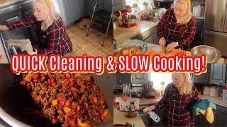 NEW QUICK KITCHEN CLEANING + LARGE FAMILY HEALTHY SLOW COOKER TACO CASSEROLE Dinner Recipe!