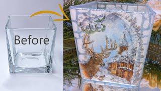 Christmas Light Candle Holder DIY ️ Decoupage Ideas 