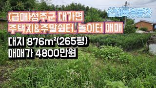 매물#198)(급매)성주군 대가면 주택지&주말쉼터 놀이터 매매 대지 876m²(265평) 매매가 4800만원 _ 성주촌집매매.성주땅매매.성주전원주택매매