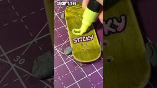 Custom Painting STiCKY Frog  Logo on wood Fingerboard with Poscas #satisfying #shorts #art