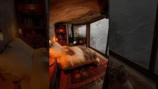 Healing, Ambiance, Sleep Aid, Cave Cozy Cabin, Burning Fireplace, Blizzard, Snowfall