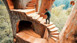 Man Builds Secret Tree House in the Middle of the Forest | Start to Finish by @ArtSportArtSport