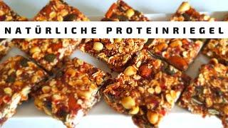 Energieriegel selber machen. Vegane Proteinriegel. Gesunde Riegel.