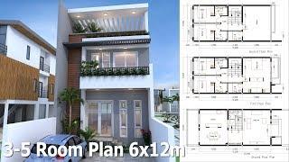 SketchUp 3 Story Home Plan 6x12m