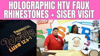 BLING Your Tees with FAUX RHINESTONE Designs using HOLOGRAPHIC HTV! SISER MINI BTS VLOG