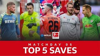 Bundesliga | Flekken, Gulacsi, Horn & More | Top 5 Saves From Matchday 05