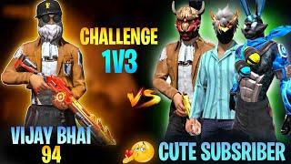 1v3 || Challenge with || Cute Subscribers || vs || | vijaybhai94| #totalgaming #freefire