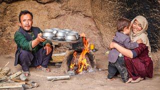 Afghan Twins Cook with Fire | Secret Cave Recipes & Village Life