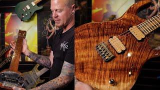 Jeff Kiesel shows off some of his Kiesel/Carvin Guitar collection