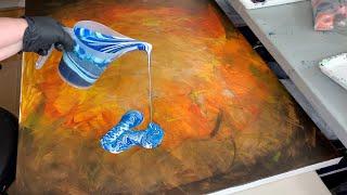 GIANT CANVAS 4 FOOT ABSTRACT PAINTING!! ~ MUST SEE!! | + Tips for Handling Commission Acrylic Pour