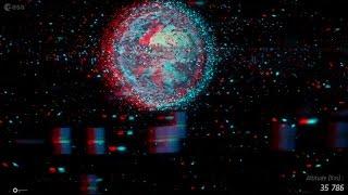 Space debris - a journey to Earth (3D stereoscopic)