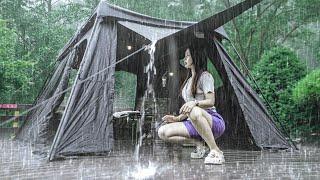 쉼없이 내리는 비 ️ 원터치 텐트에서 24시간 ️ 폭우 우중캠핑 . 빗소리 ASMR . 캠핑 브이로그 . 솔로캠핑 .