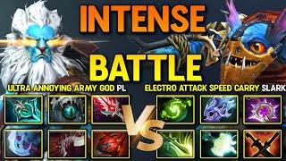 INTENSE HARD CARRY BATTLE | Ultra Annoying Army Phantom Lancer Vs. Electro Attack Speed Slark DotA 2