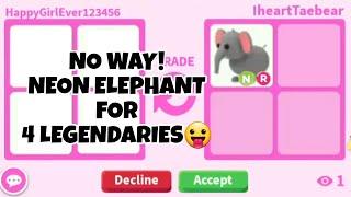  GOT NEON ELEPHANT For 4 NORMAL LEGENDARY+ ACCEPTING EVERY TRADE Adopt Me Trading Value Says WIN