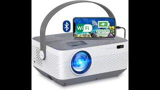 FANGOR Wi Fi Projector Bluetooth 8400mAh Battery, Rechargeable Portable Home Projector 1080P