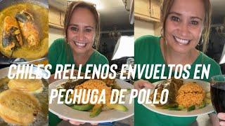 Chiles rellenos de papa y queso fresco envuelto en pechuga de pollo tengo una deuda y debo pagar