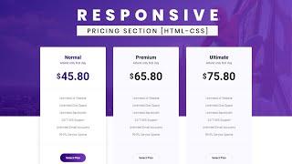 Responsive Pricing Table Using Only HTML & CSS | Build A Price Comparison | DesignTorch