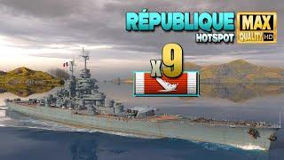 Battleship République: 9 ships destroyed on map "Hotspot".