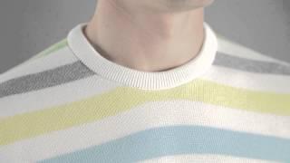 Hawick Knitwear Men's 100% Cotton Crew Neck Pullover with All Over Stripe