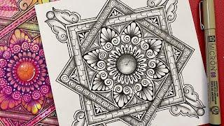 How to draw Mandala / Zendala   with easy step by step - Draw Along - MandalaNpa 039