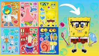 SpongeBob SquarePants DIY Make a Face Stickers Activity with Patrick, Squidward, Sandy