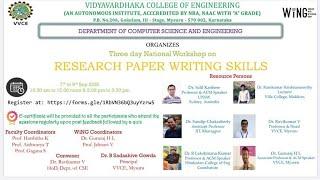 Research Paper Writing Skills  Day3 Session2 by Dr. Gururaj H L, Assoc Professor, Dept of CSE VVCE