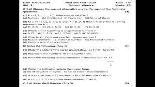 Class 9 Algebra Question paper | First Unit Test - 2024 | #modelquestionpaper