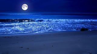 Dormir Junto al Mar Toda la Noche con la Luna Llena y Relajantes Olas Brillantes, Playa de Zavival