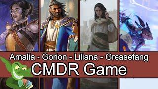 Amalia vs Gorion vs Liliana vs Greasefang EDH / CMDR game play for Magic: The Gathering