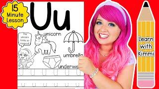 Letter U Color & Trace Worksheet Lesson and Tutorial | Learn with Kimmi The Clown ABC Coloring Book