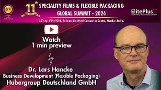 Watch 1 minute Video trailer of Dr. Lars Hancke, Manager Business Dev. Hubergroup Deutschland Gmb