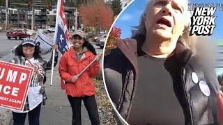 Elderly white woman charged with hate crime for allegedly attacking Hispanic female Trump supporters