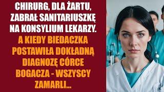 Chirurg, dla żartu, zabrał sanitariuszkę na konsylium lekarzy. A kiedy biedaczka postawiła dokładną