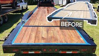 Sealed my NEW 2 car trailer deck with used oil & diesel (Cost = $20)