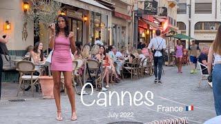 Cannes France  evening, night walk , bars & restaurants July 2022