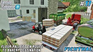 Distributing empty pallets and flour, collecting straw bales | Fichthal V2 Farm | FS 22 | ep #17