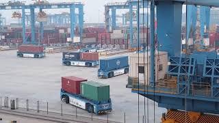 Automated container terminal & GPS guided trucks quingdao china...