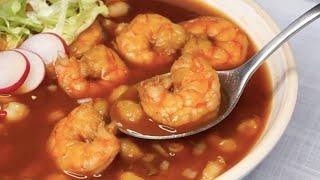 Shrimp Pozole Mexican Recipe | How to make Shrimp Pozole [SUBTITLED]