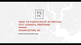 How to Participate in Virtual City Council Meetings | Charleston, SC