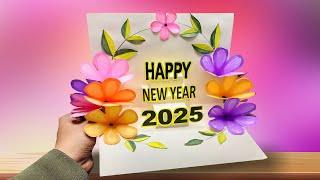 Beautiful Happy New year card 2025 / happy new year card making / Handmade New Year Card