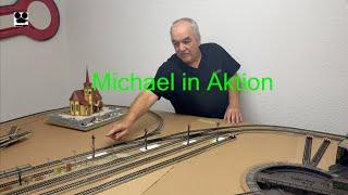 Märklin Anlage nimmt weiter Gestalt an. Michael in Aktion.